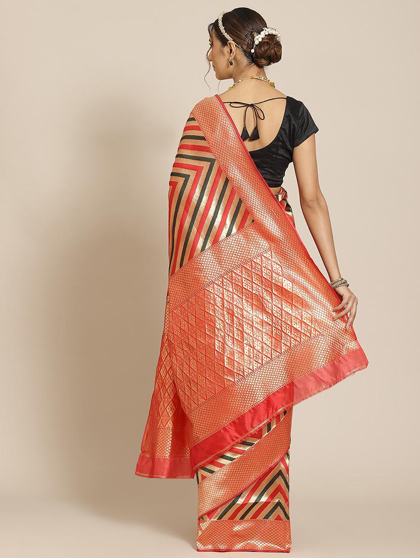 multi colored raw silk woven saree with blouse - 18423942 - Zoom Image - 2