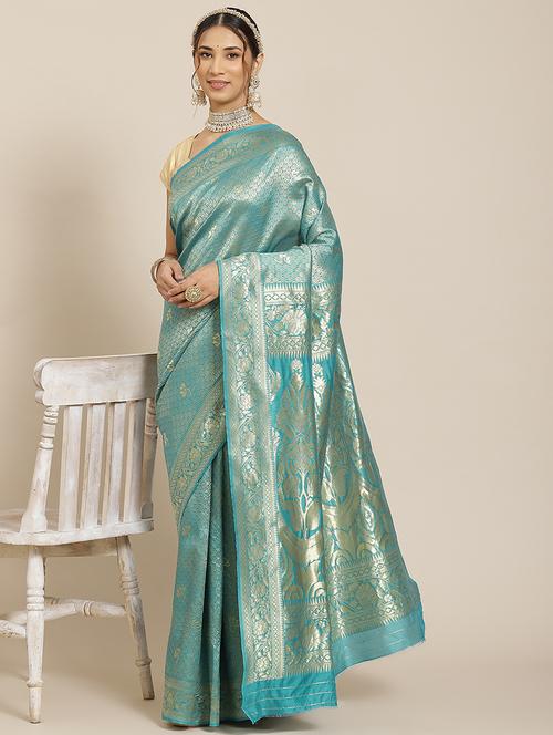 jacquard work woven saree with blouse - 18423944 - Standard Image - 1
