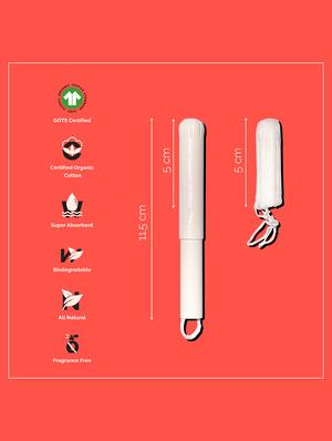 the woman's company tampons with applicator 16 piece | 100% organic and biodegradable | for heavy flow | chemical free - 18423961 - Standard Image - 5