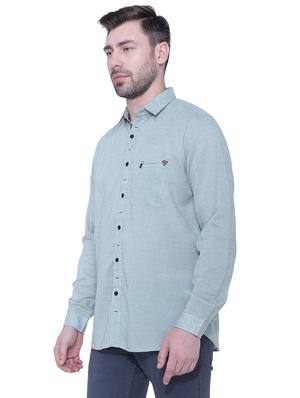 green solid casual shirt - 18424498 - Standard Image - 2
