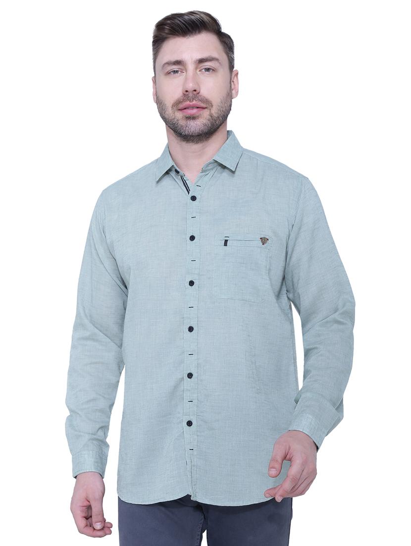 green solid casual shirt - 18424498 - Zoom Image - 1