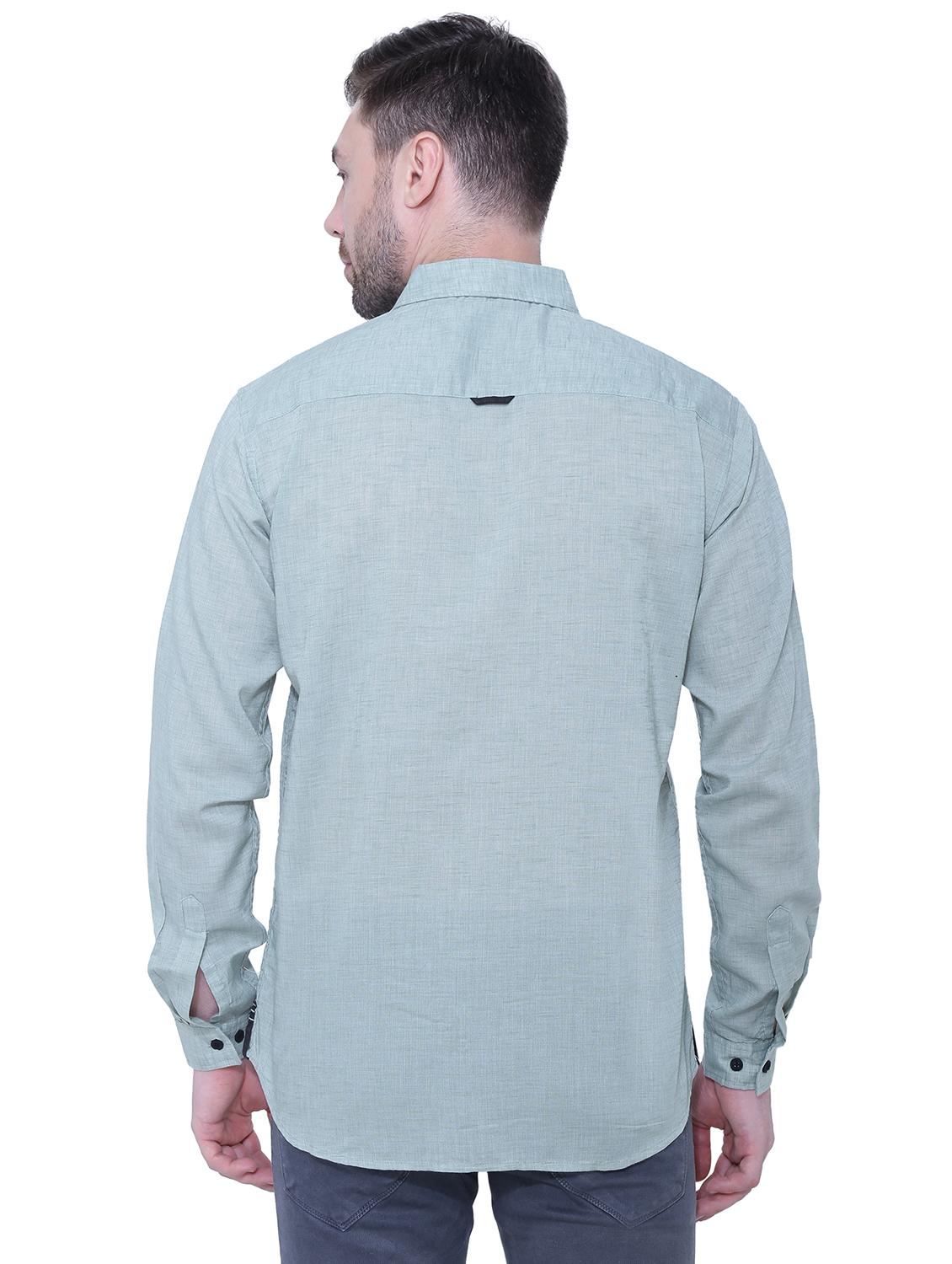 green solid casual shirt - 18424498 - Zoom Image - 3