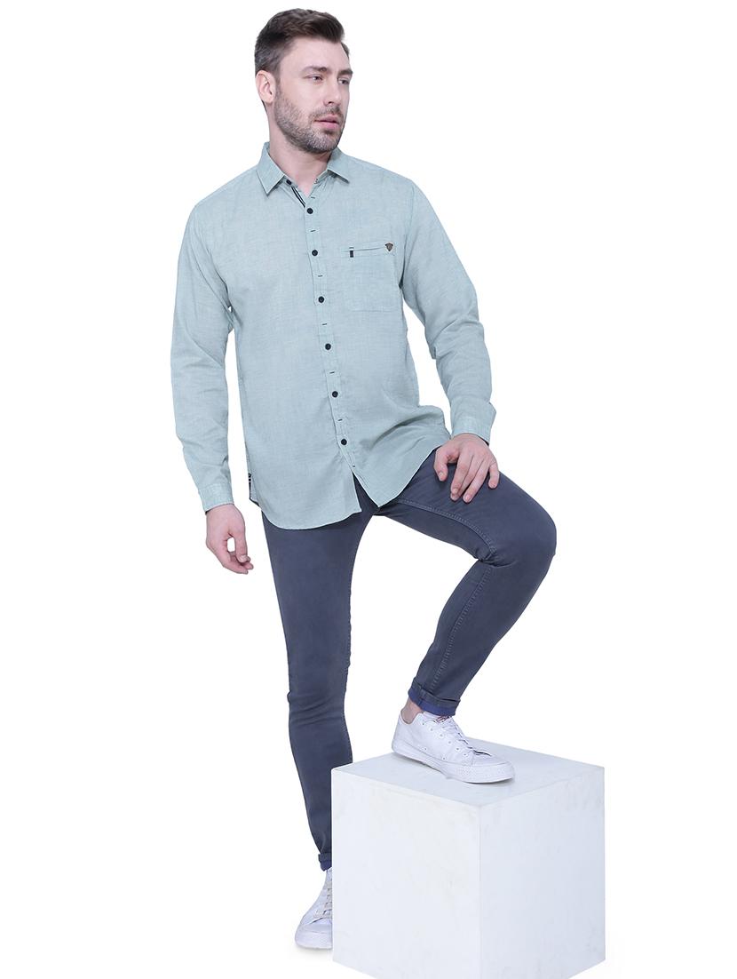 green solid casual shirt - 18424498 - Zoom Image - 4