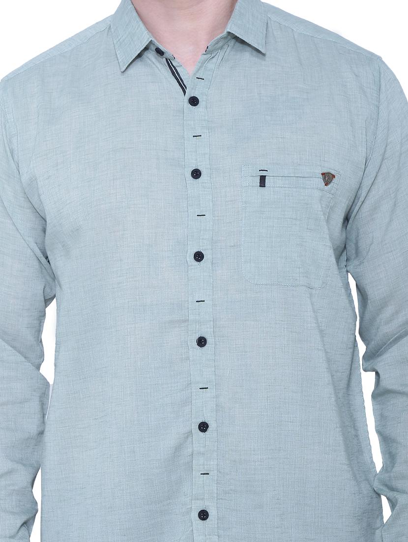 green solid casual shirt - 18424498 - Zoom Image - 5