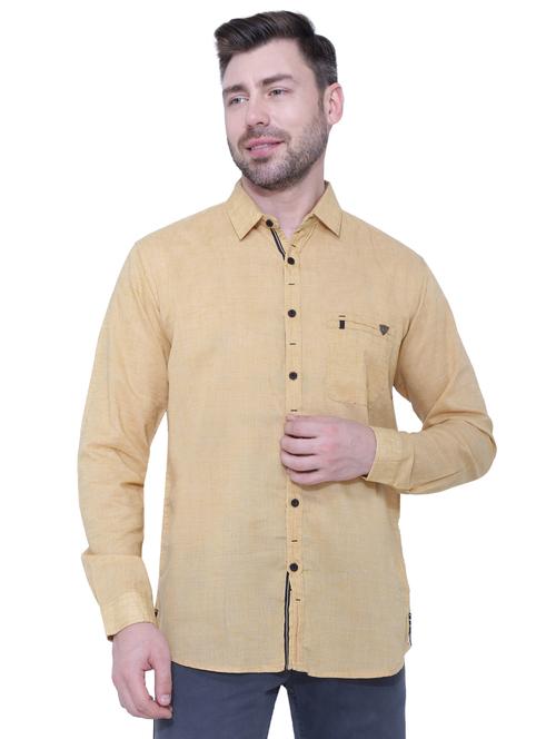 beige solid casual shirt - 18424506 - Standard Image - 1