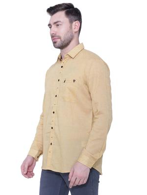 beige solid casual shirt - 18424506 - Standard Image - 2