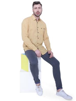 beige solid casual shirt - 18424506 - Standard Image - 4