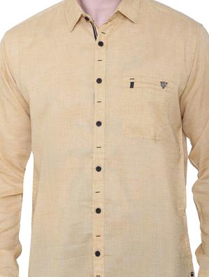beige solid casual shirt - 18424506 - Standard Image - 5