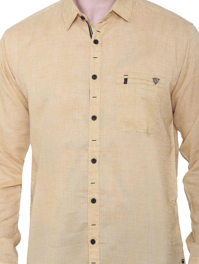 beige solid casual shirt - 18424506 - Zoom Image - 5