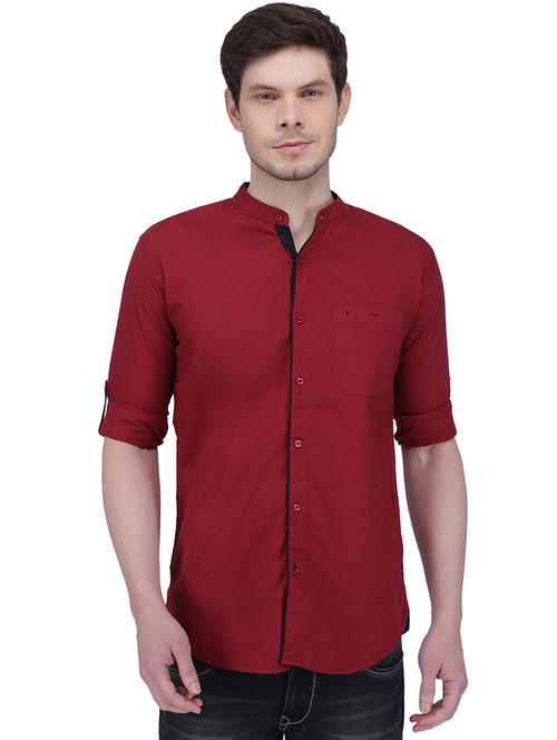red solid casual shirt - 18424525 - Very Small Image - 1