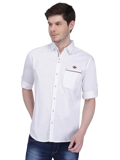 white solid casual shirt - 18424541 - Standard Image - 1
