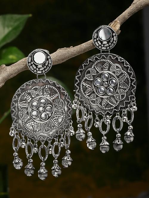 silver tone oxidised black dome shape chanballi - 18424840 - Very Small Image - 1