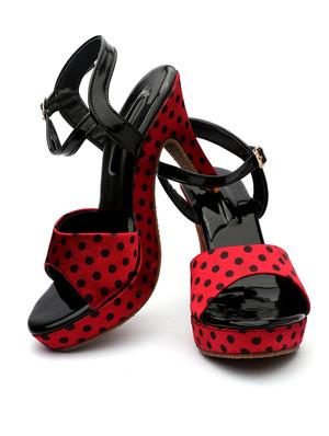 red synthetic ankle strap sandals - 18425411 - Standard Image - 2