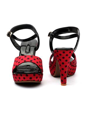 red synthetic ankle strap sandals - 18425411 - Standard Image - 3