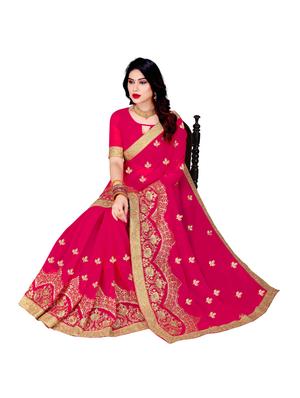pink georgette embroidered saree with blouse - 18425825 - Standard Image - 5