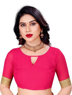 pink georgette embroidered saree with blouse - 18425825 - Standard Image - 6