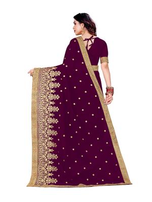 purple georgette embroidered saree with blouse - 18425828 - Standard Image - 4