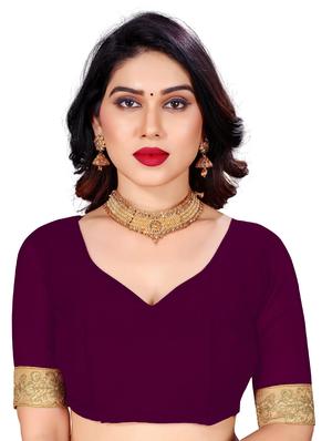 purple georgette embroidered saree with blouse - 18425828 - Standard Image - 6