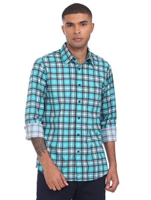blue checkered casual shirt - 18426356 - Standard Image - 1