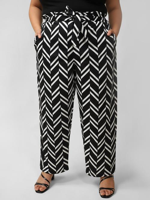 tie front printed flat front trouser - 18426873 - Very Small Image - 1
