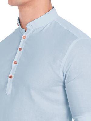 light-blue solid short kurta - 18426967 - Standard Image - 5