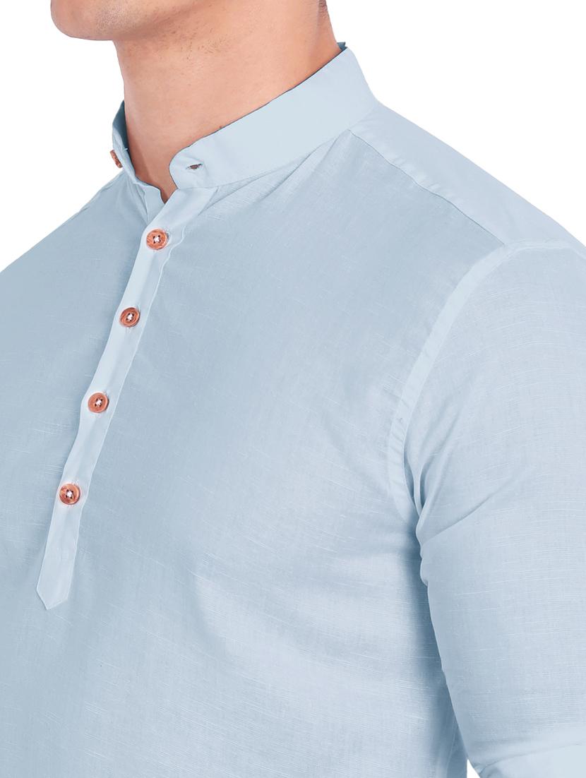 light-blue solid short kurta - 18426967 - Zoom Image - 5