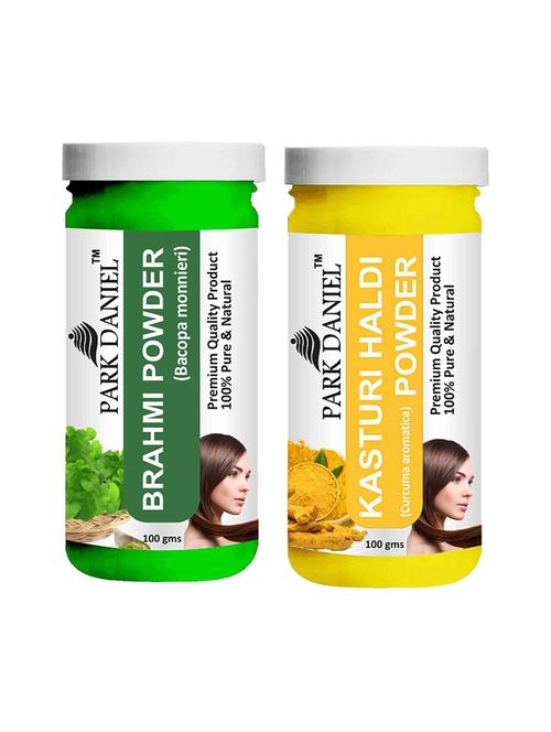 park daniel 100% pure & natural brahmi powder & kasturi haldi powder combo pack of 2 jars of 100 gms(200 gms) - 18427996 - Standard Image - 1