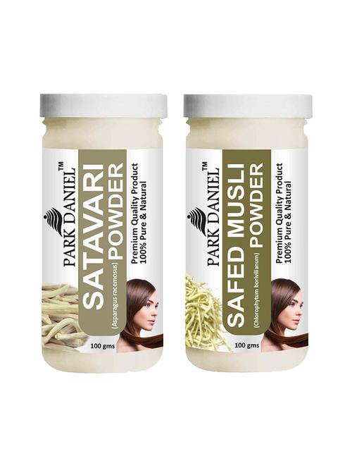 park daniel 100% pure & natural satavari powder & safed musli powder combo pack of 2 jars of 100 gms(200 gms) - 18428024 - Standard Image - 1