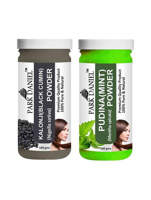 park daniel 100% pure & natural kalonji powder & pudina powder combo pack of 2 jars of 100 gms(200 gms) - 18428039 - Standard Image - 1