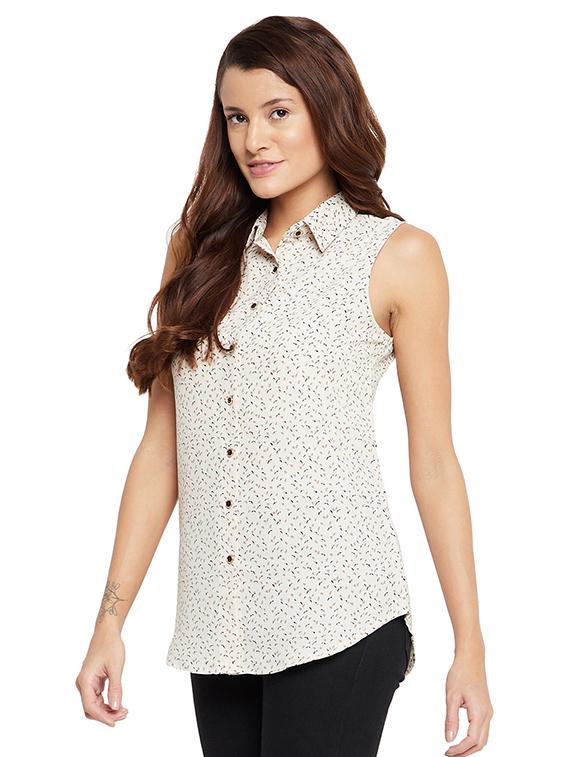curved hem printed shirt - 18429474 - Zoom Image - 2