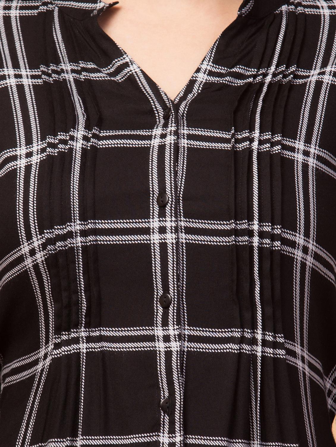 tie back checkered shirt dress - 18429499 - Zoom Image - 5