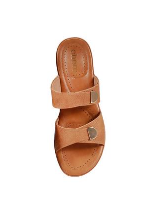 tan pu slip on sandals - 18429560 - Standard Image - 4