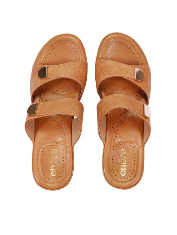 tan pu slip on sandals - 18429560 - Zoom Image - 1