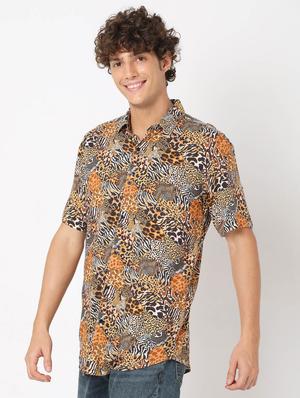 brown printed casual shirt - 18429581 - Standard Image - 2