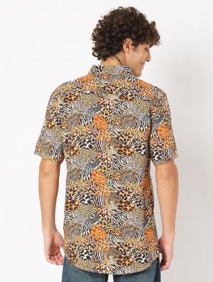 brown printed casual shirt - 18429581 - Standard Image - 3