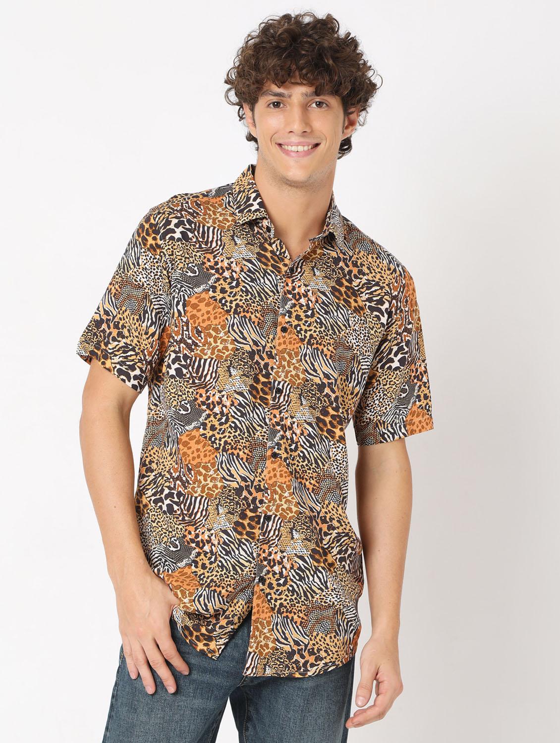 brown printed casual shirt - 18429581 - Zoom Image - 1