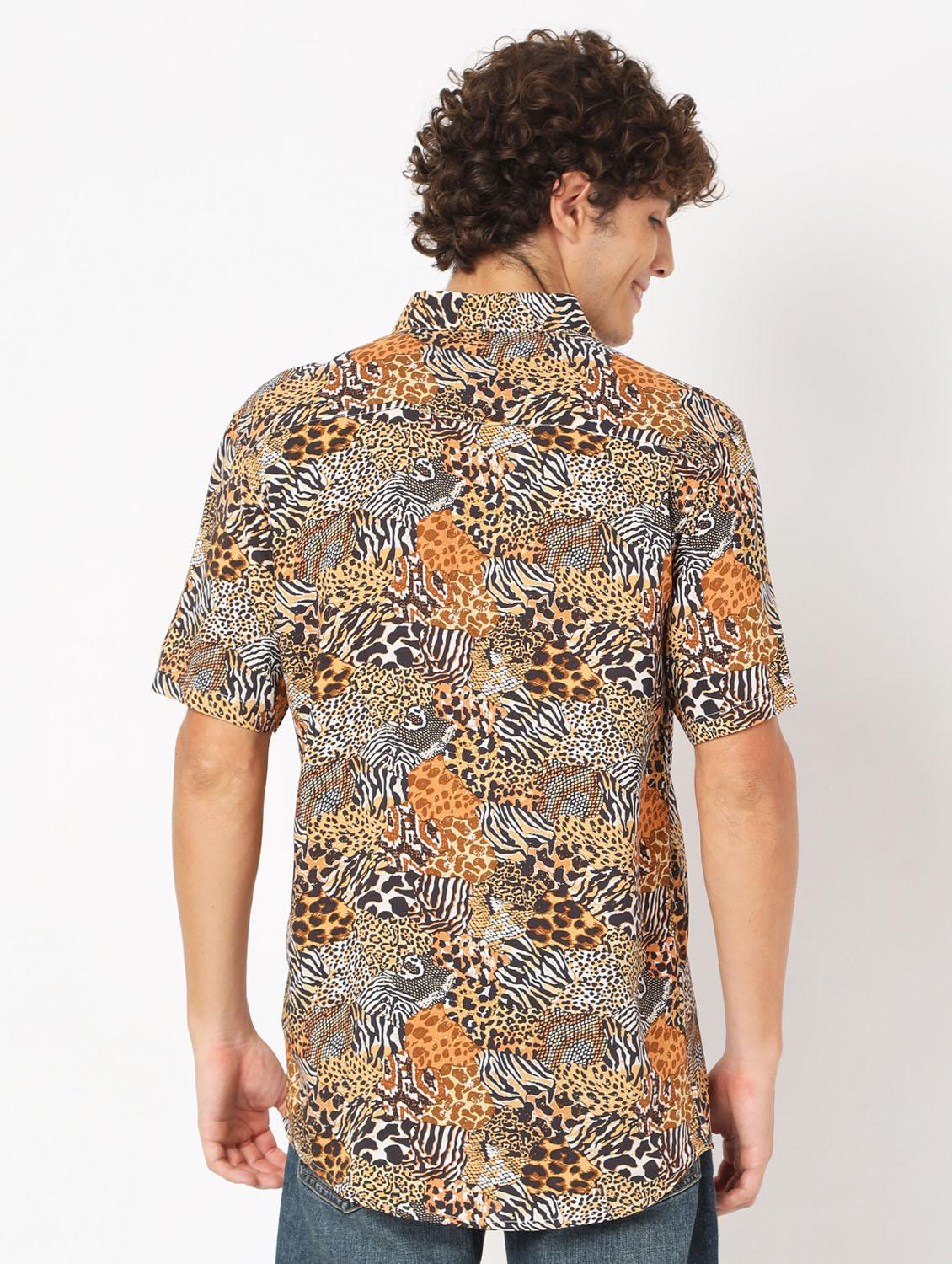 brown printed casual shirt - 18429581 - Zoom Image - 3
