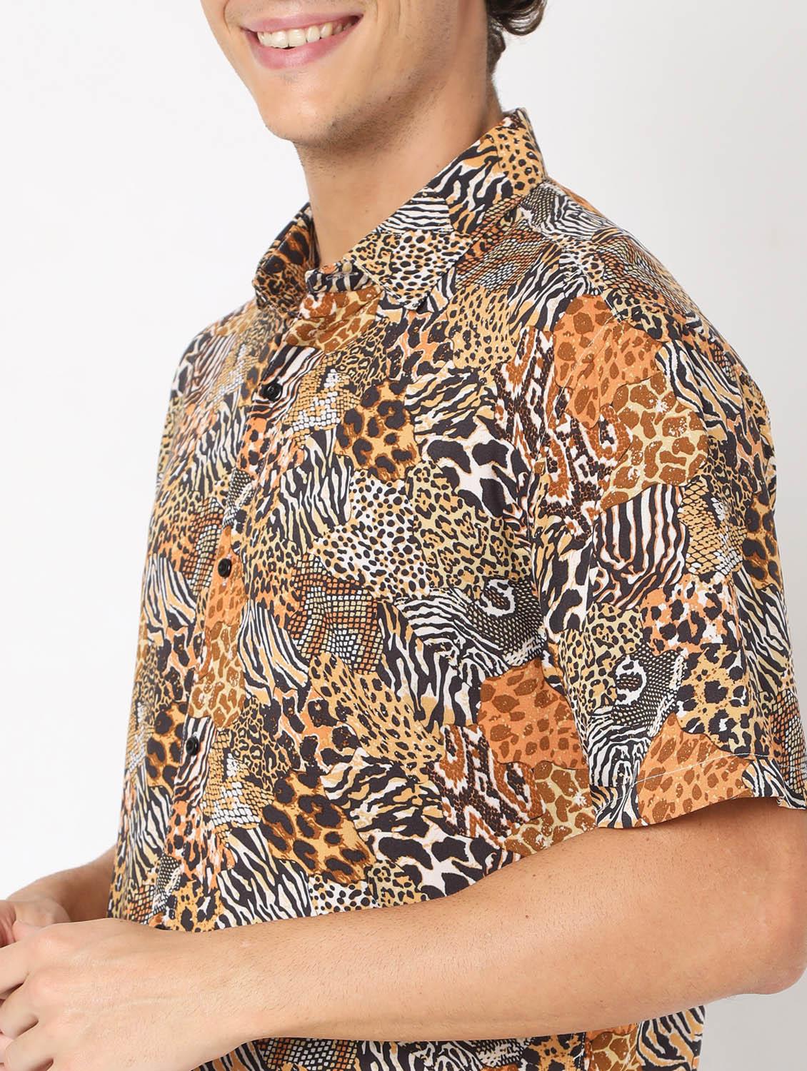 brown printed casual shirt - 18429581 - Zoom Image - 5