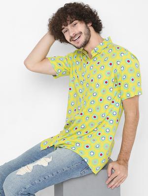 green printed casual shirt - 18429615 - Standard Image - 2