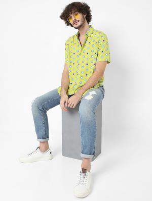 green printed casual shirt - 18429615 - Standard Image - 4