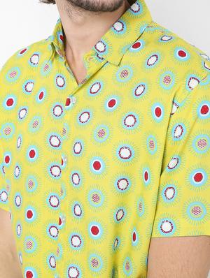 green printed casual shirt - 18429615 - Standard Image - 5