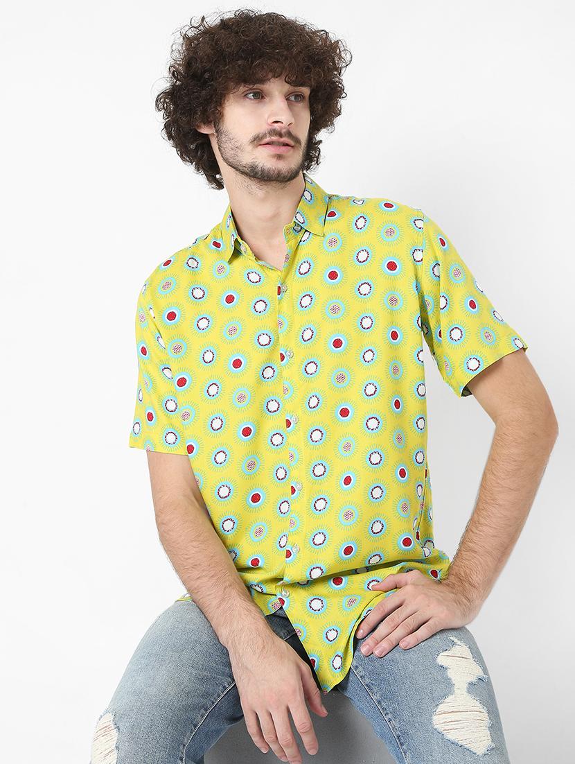 green printed casual shirt - 18429615 - Zoom Image - 1