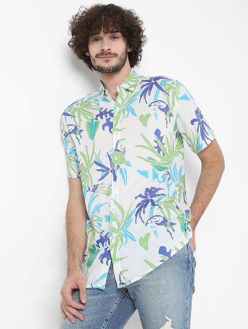 white printed casual shirt - 18429624 - Standard Image - 1