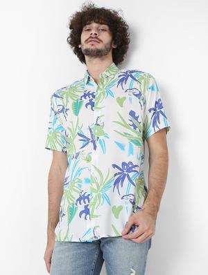 white printed casual shirt - 18429624 - Standard Image - 2