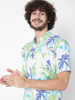 white printed casual shirt - 18429624 - Standard Image - 3