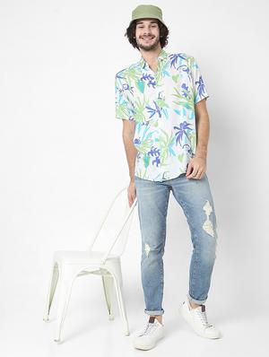 white printed casual shirt - 18429624 - Standard Image - 5