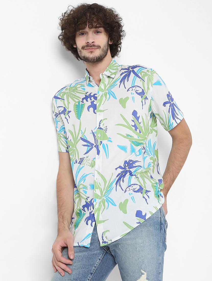 white printed casual shirt - 18429624 - Zoom Image - 1