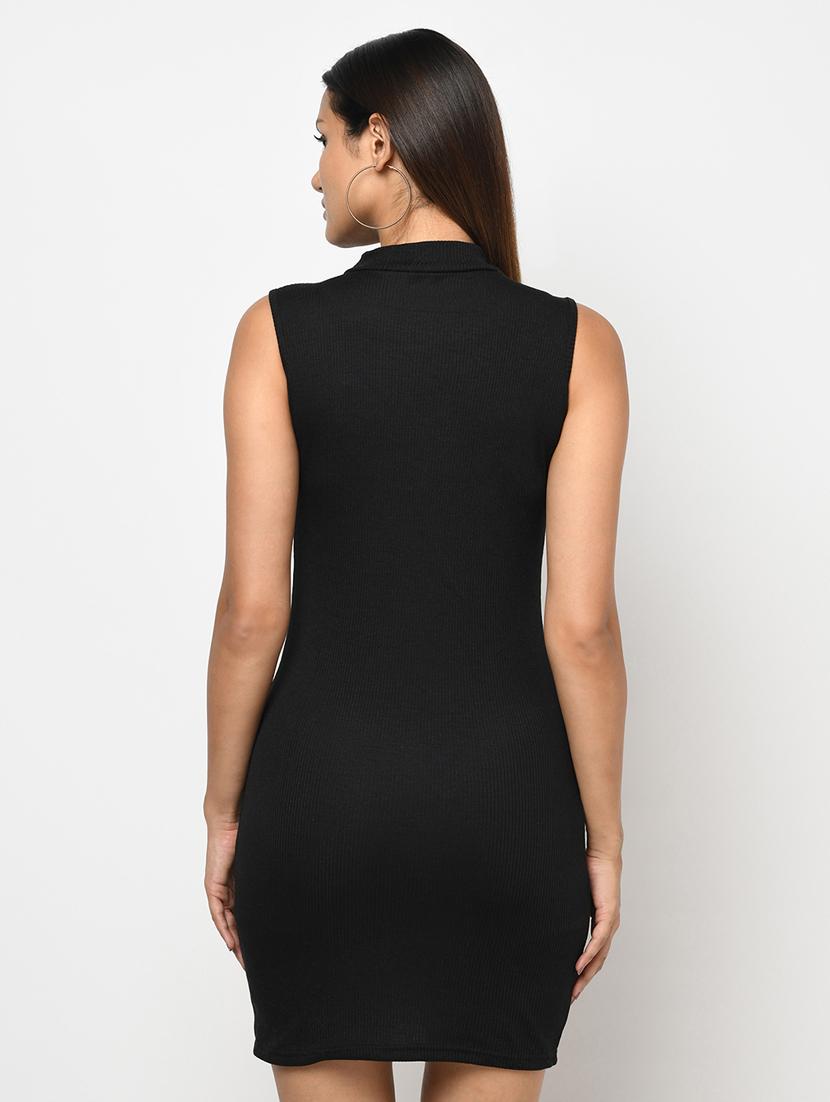 mock neck solid bodycon dress - 18430174 - Zoom Image - 3