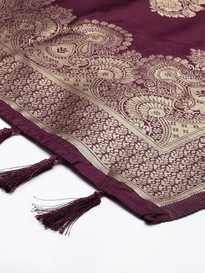 purple art silk banarasi dupatta - 18430487 - Standard Image - 3