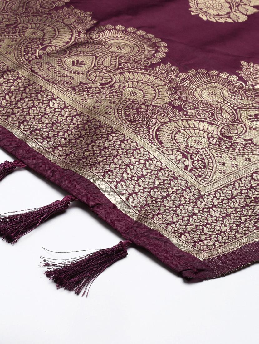 purple art silk banarasi dupatta - 18430487 - Zoom Image - 3